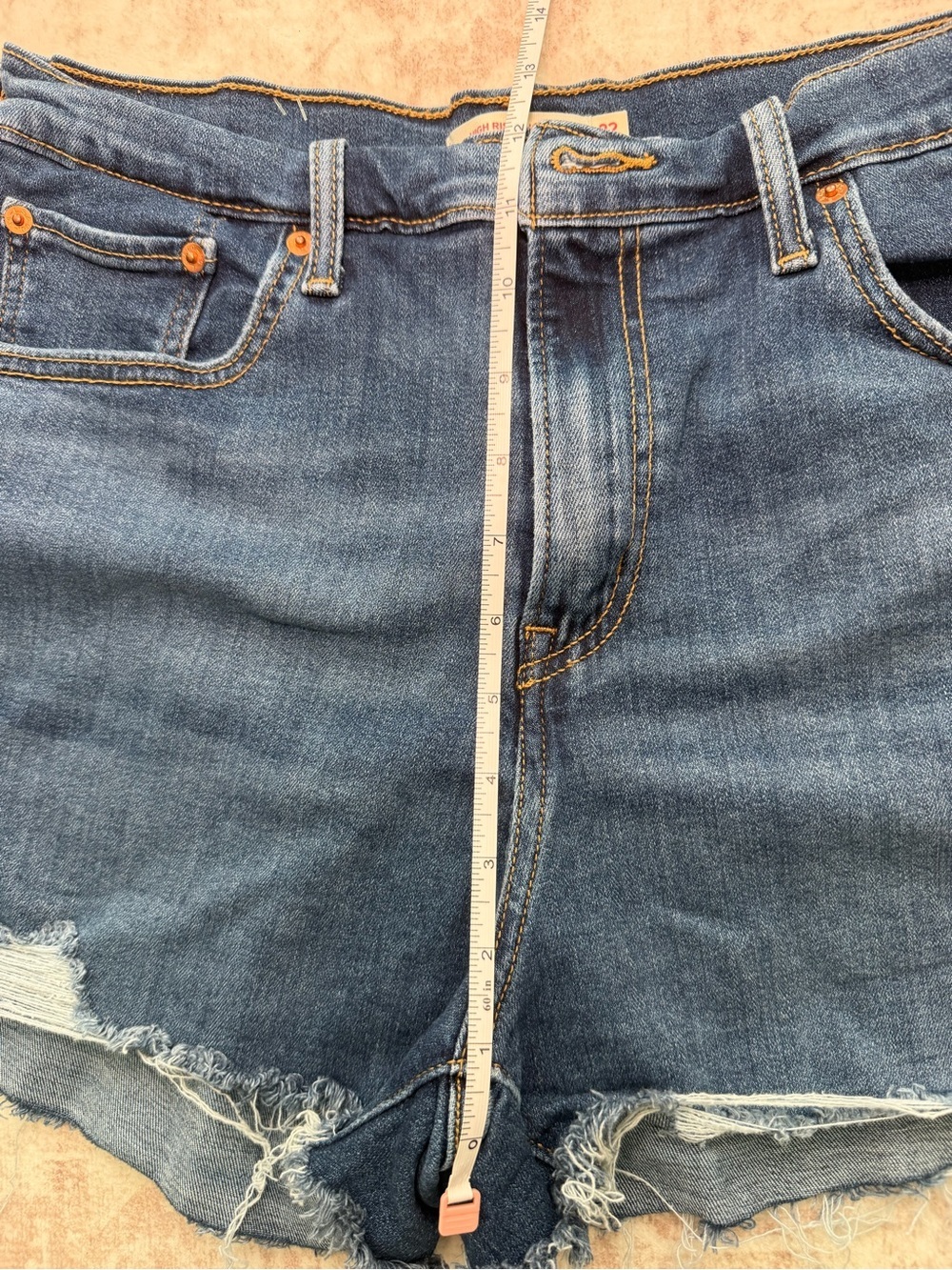 Levi’s Dark Blue High-Rise Denim Shorts Women’s Size 32 - Picture 10 of 11